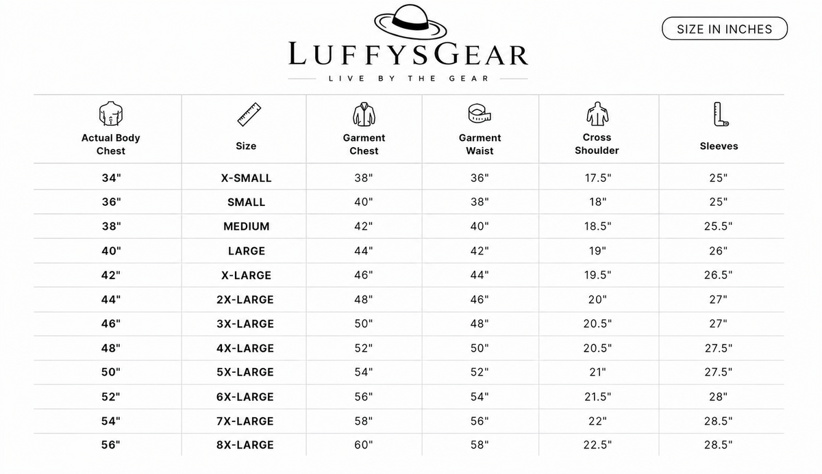 Sizing chart